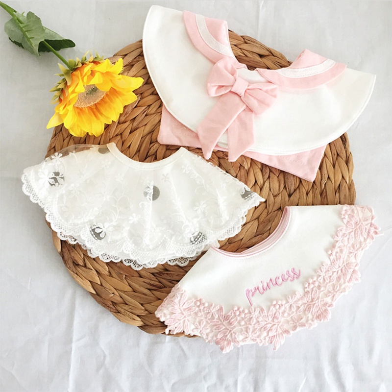 Khăn Yếm Vải Cotton Phối Ren Dễ Thương Dành Cho Bé Sơ Sinh