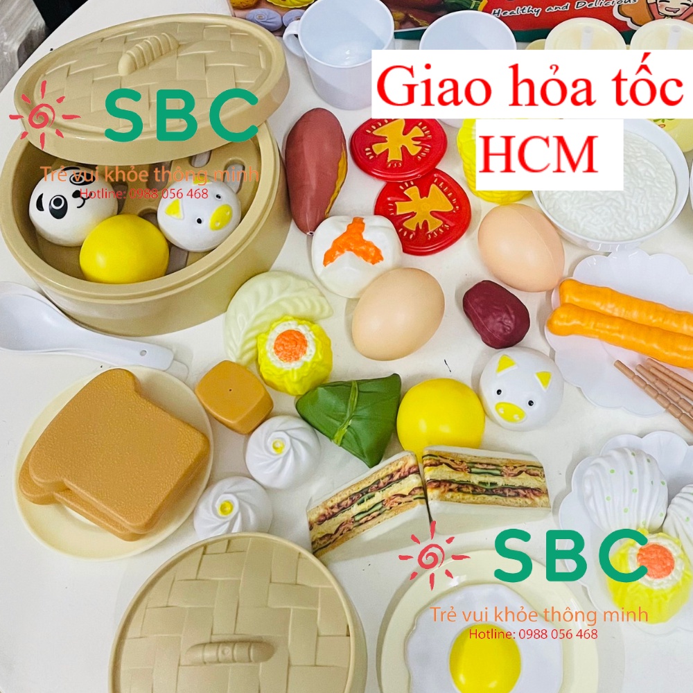- Bộ đồ chơi nấu ăn 58 88 chi tiết món ăn châu Á Dimsum xửng hấp hoặc Châu Âu có Pizza có hộp