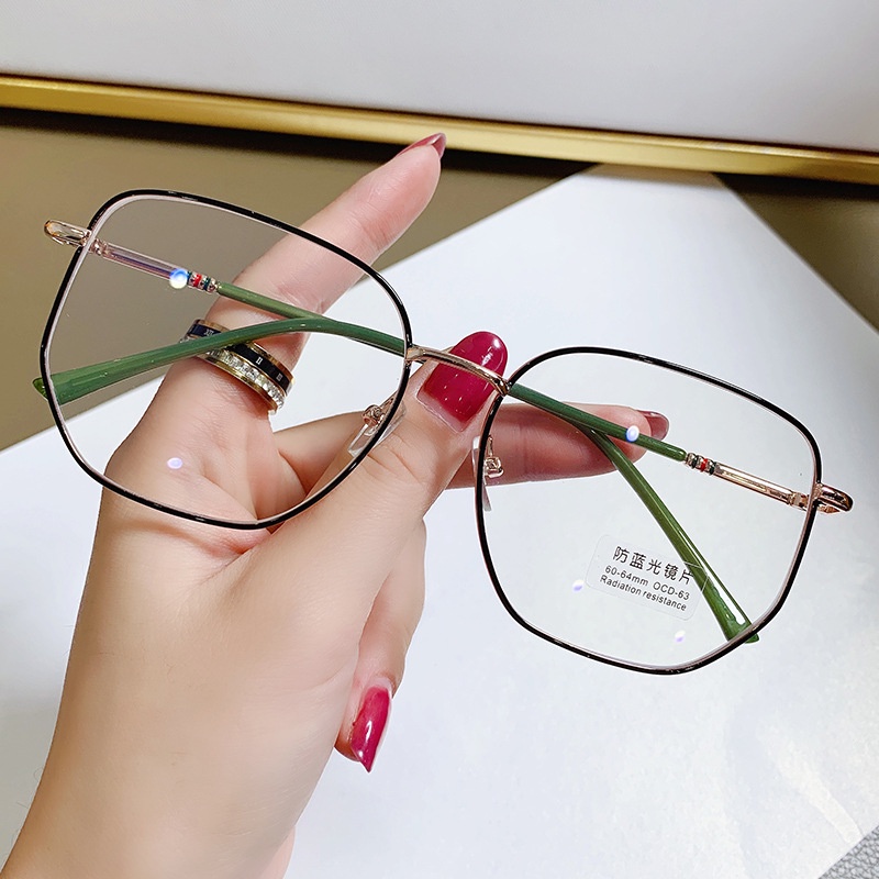 Mắt Kính Gọng Kim Loại Tròng Chống Ánh Sáng Xanh Thời Trang Hàn Quốc