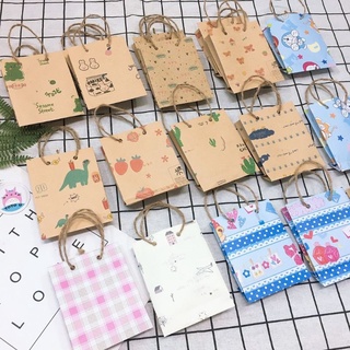 Túi giấy mini vintage kraft họa tiết có quai xinh