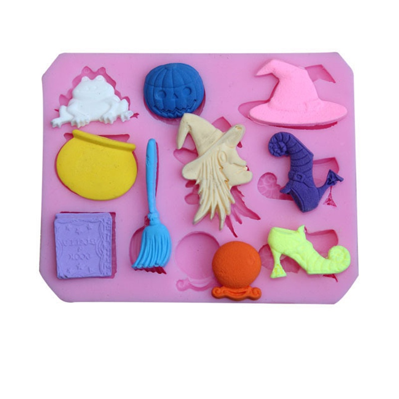 Khuôn Silicone Làm Bánh Hình Quả Bí Ngô / Giày Phù Thủy / Cây Chổi Halloween Độc Đáo