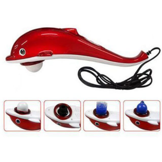 Máy đấm lưng Masage cầm tay cá heo Dolphil chính hãng JB-4002A có 3 đầu massage thoải mái lựa chọn - thanhyenshop991