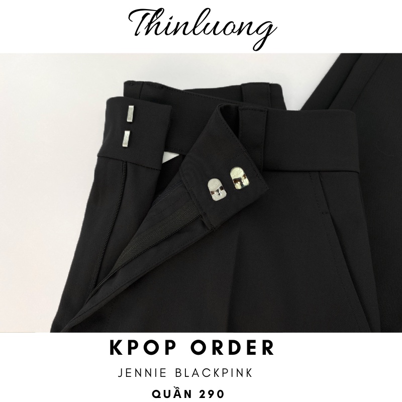 Quần đen dáng baggy suông giống Jennie