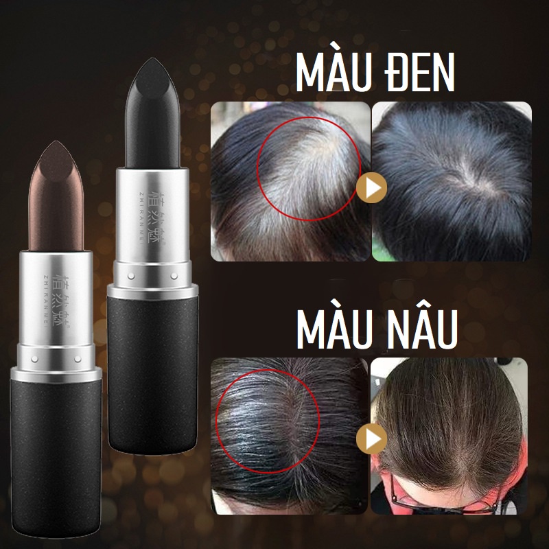 Son Nhuộm Tóc - Thỏi Son Nhuộm Phủ Che Tóc BạcThành Đen, Nâu Bền Màu - Son Nhuộm Chân Tóc Nhanh Chóng, Tiện Dụng
