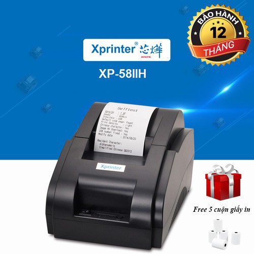 ❍►Máy in nhiệt khổ 58 Xprinter XP-58IIH + Free 5 cuộn giấy