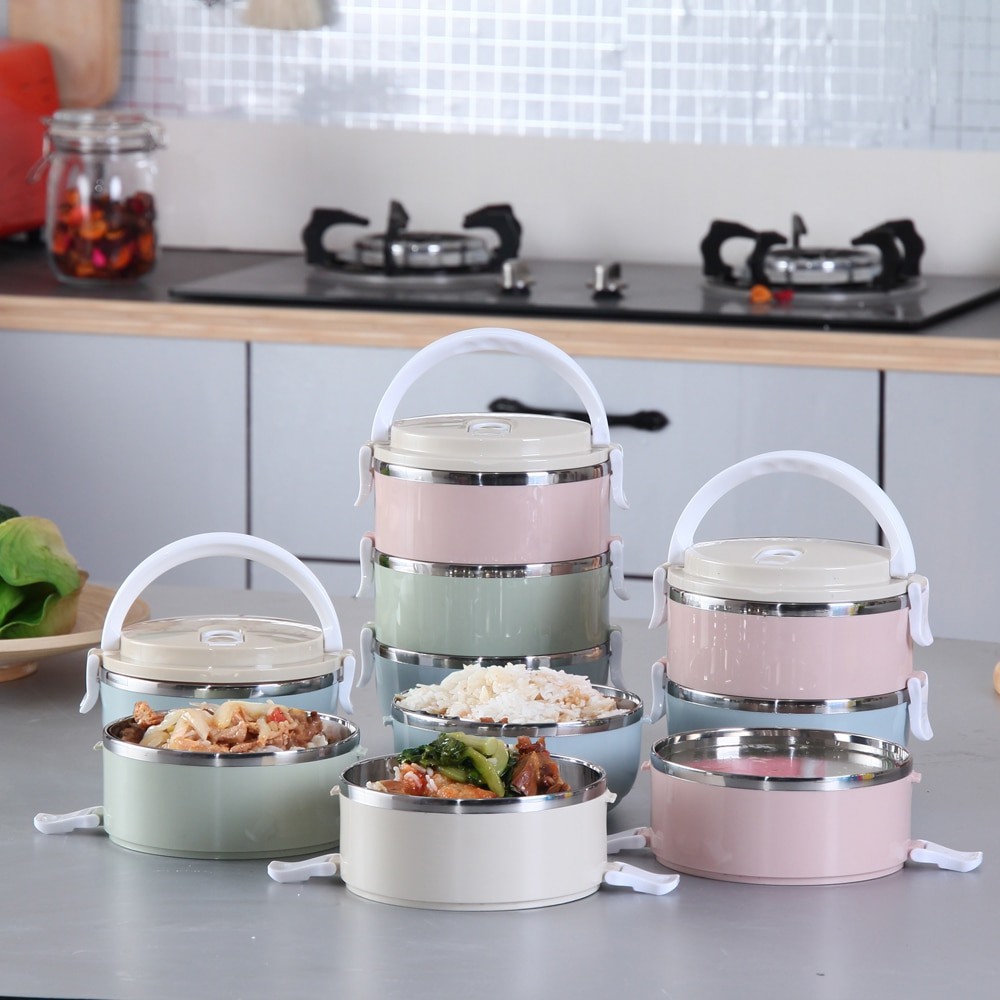 Hộp Đựng Cơm Lúa Mạch 4 Tầng Cao Cấp Bằng Inox Giữ Nhiệt Siêu Tiện Lợi - Cặp Lồng Giữ Nhiệt Lúa Mạch 4 Tầng