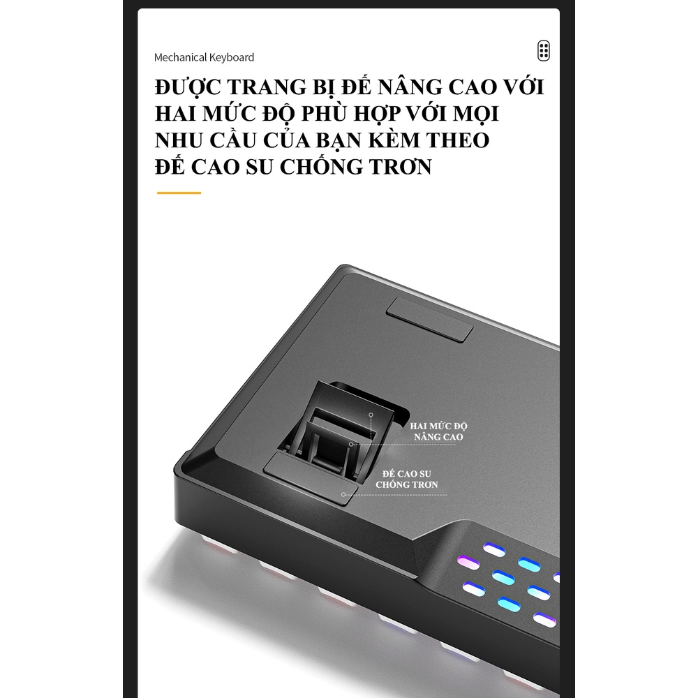 Bàn phím cơ Blue Switch ZIFRIEND KA6406 với thiết kế mini size vô cùng nhỏ gọn kèm theo đèn led RGB