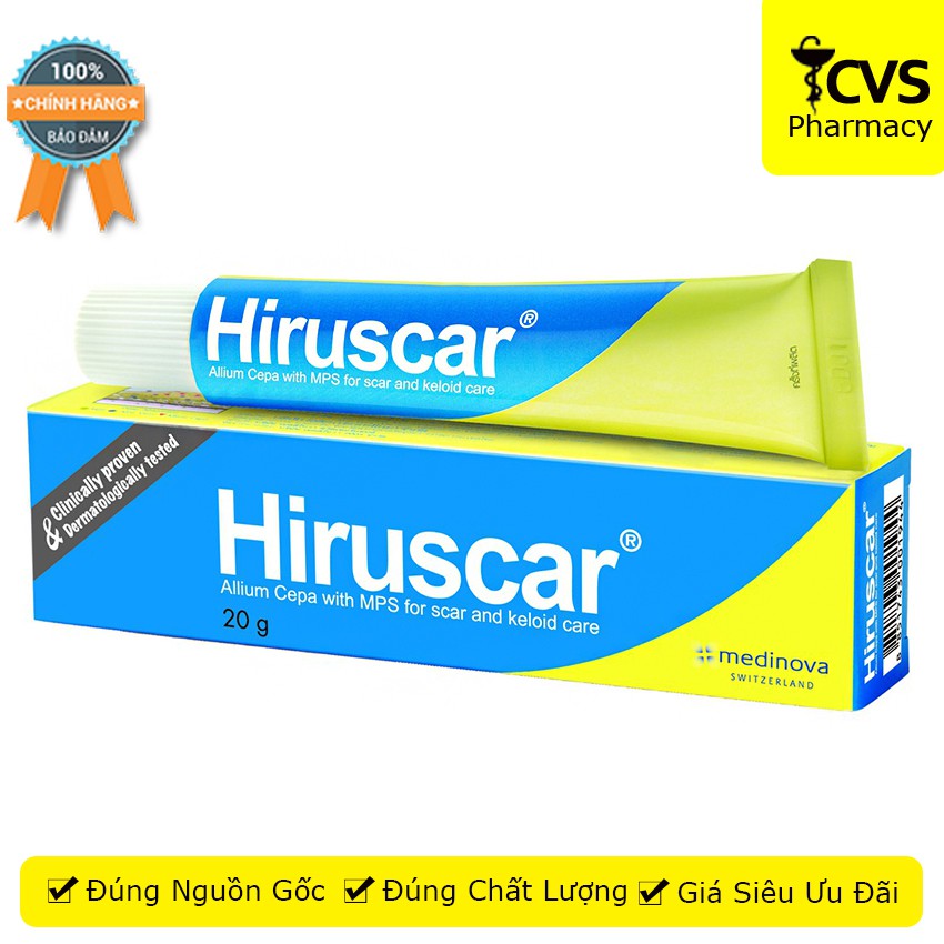 GEL Hiruscar Tuýp 20g - Cải Thiện Sẹo Vừa, Sẹo Lõm, Sẹo Thâm - cvspharmacy