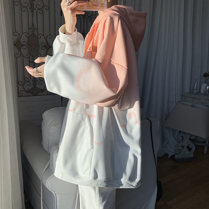 Áo Hoodie Nhuộm Màu Gradient Dáng Rộng Thời Trang Xuân Thu Cho Nam