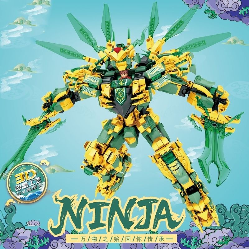 Đồ chơi giáo dục Lắp ráp Mô hình Ninjago 1618pcs Warrior Mechanical Titans Mechas Battle Robot Dragons Season 14