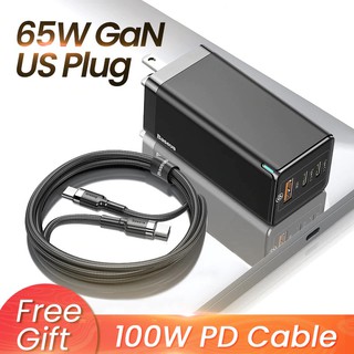 Củ Sạc Baseus GaN Mini Fast Charging Charger C+C+A 65W Charging Set (Kèm cáp sạc C to C 100W)