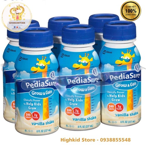 Combo 6 chai Sữa Pediasure nước - Pediasure Mỹ pha sẵn 237ml