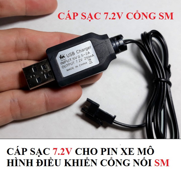 Bộ pin và cáp sạc 7.2v 700mah dùng cho xe mô hình điều khiển đồ chơi trẻ em