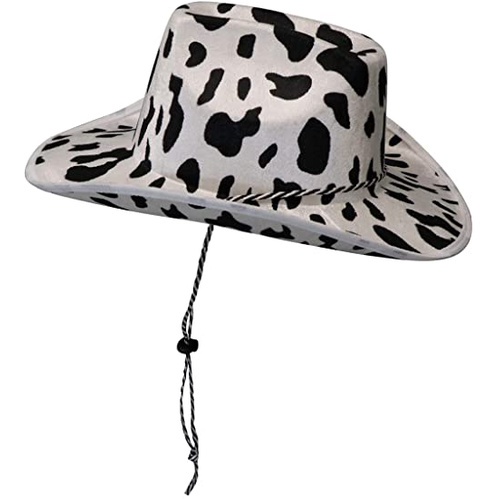 Mũ Cao Bồi Màu Trắng/Đen In Hình Bò Sữa Cho Nam Và Nữ