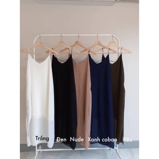 Đầm voan 2 dây xẻ tà thướt tha (freesize)