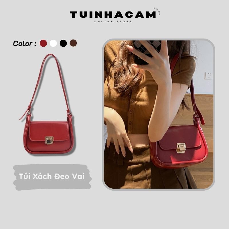 Túi xách da kẹp nách nữ sang chảnh Tuinhacam túi xách đeo chéo đẹp dáng vuông Hàn Quốc đi chơi đi làm phong cách retro