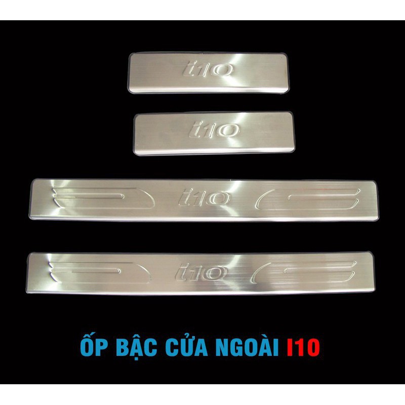 Ốp bậc cửa xe Grand I10 đời 2014 đến 2022 mẫu Inox