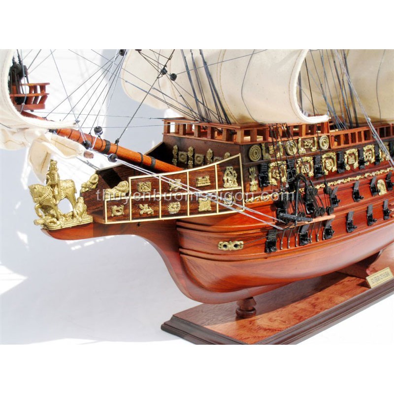Thuyền buồm phong thủy Sovereign Of The Seas dài 90cm gỗ tự nhiên, mô hình thuyền gỗ trang trí, quà tặng cao cấp