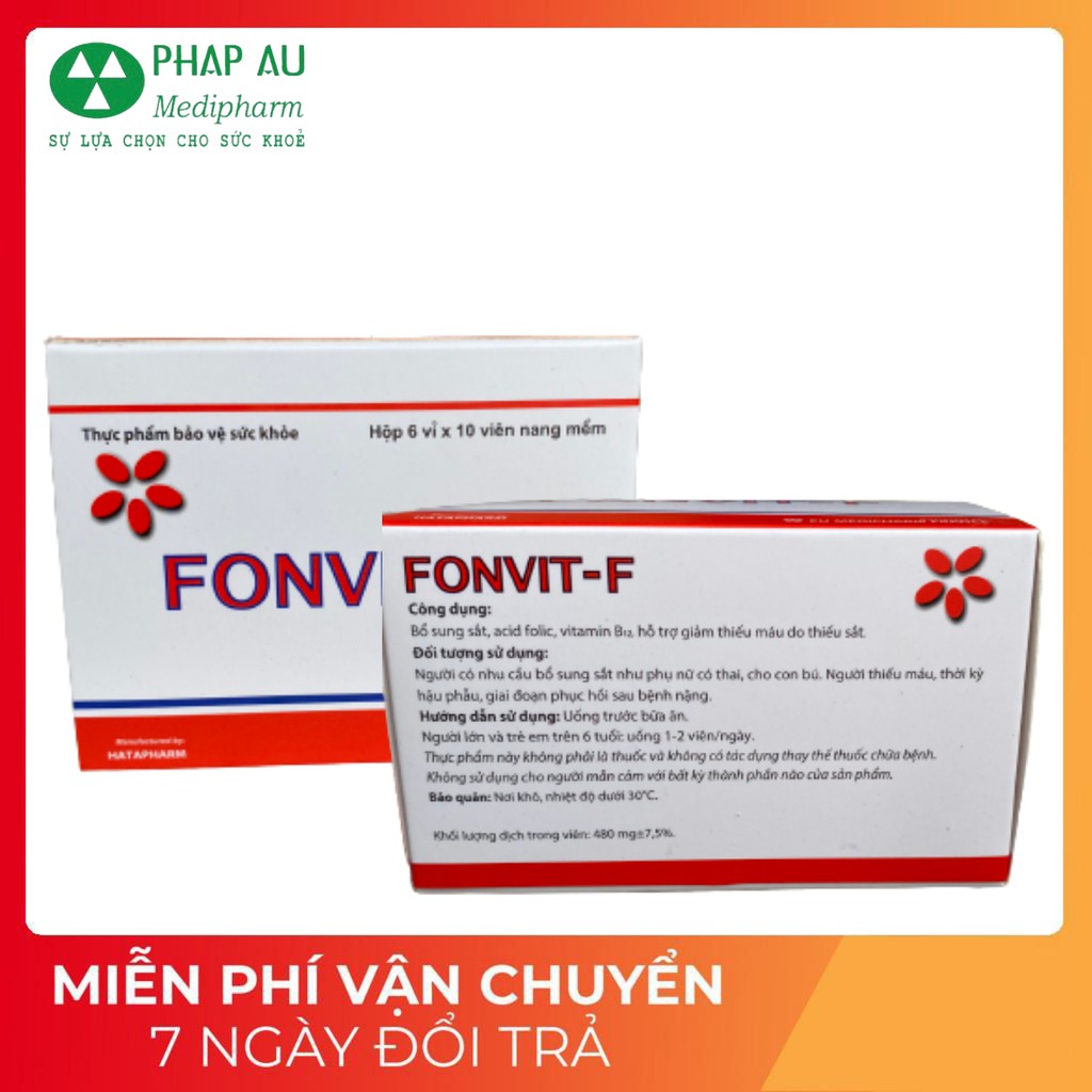 Sắt bầu FONVIT-F, Bổ sung Sắt và Vitamin cho người thiếu máu- Hộp 60 viên | Thế Giới Skin Care