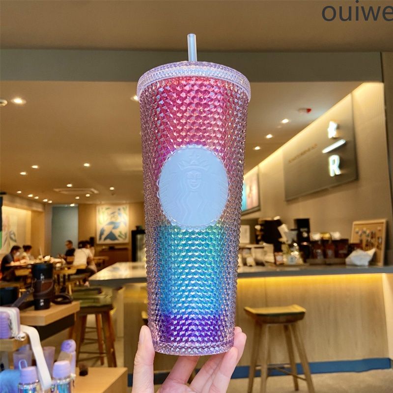 Còn hàng 🔥 chính hãng trong Số lượng có hạn Cốc rơm có thể tái sử dụng của Starbucks Dòng Sầu riêng Frosted Dòng kim cương Studded-cynt