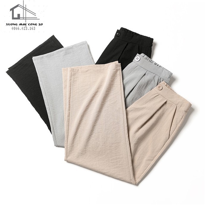 Quần đũi ống rộng - Chất đũi hàn - Cạp khóa trước - Màu Đen Trắng siêu xinh | BigBuy360 - bigbuy360.vn