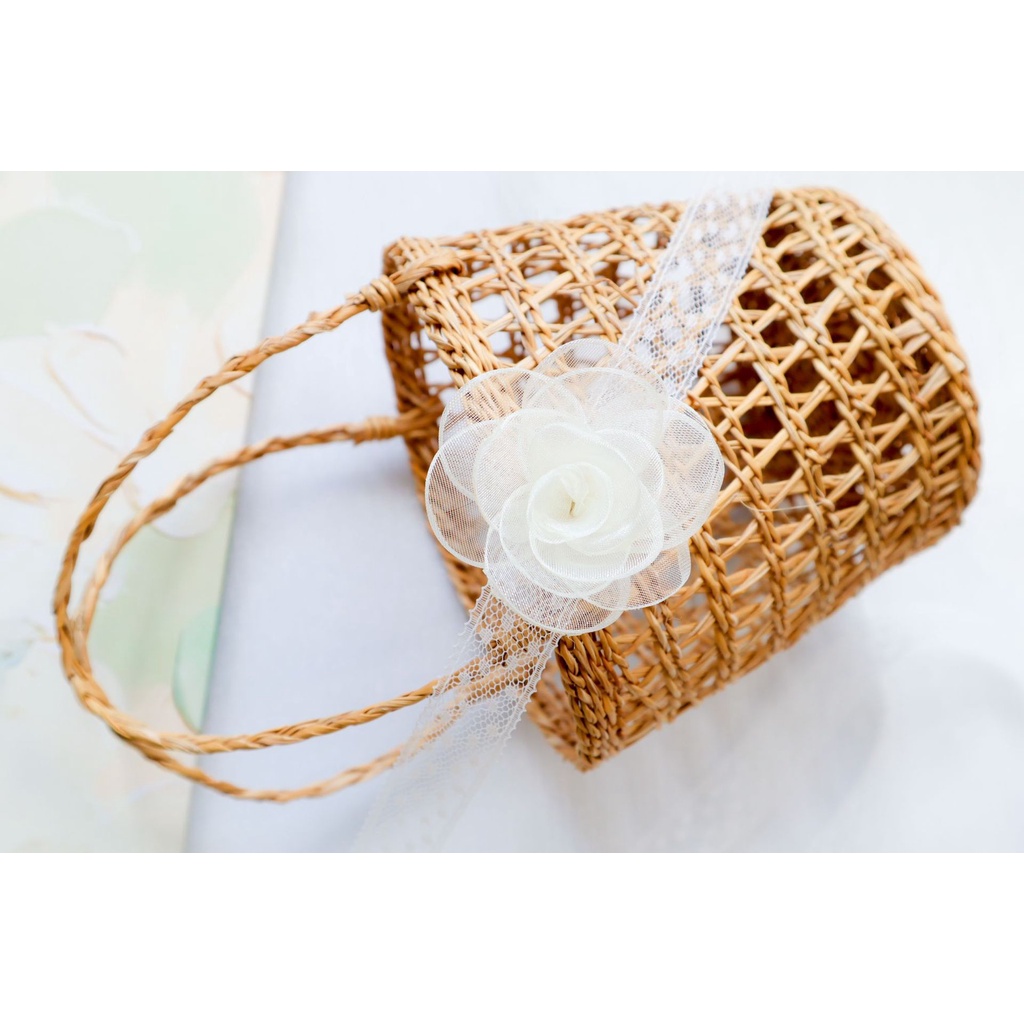 Vòng Cổ Thắt Nơ Hoa Trà Trắng Kiểu Pháp