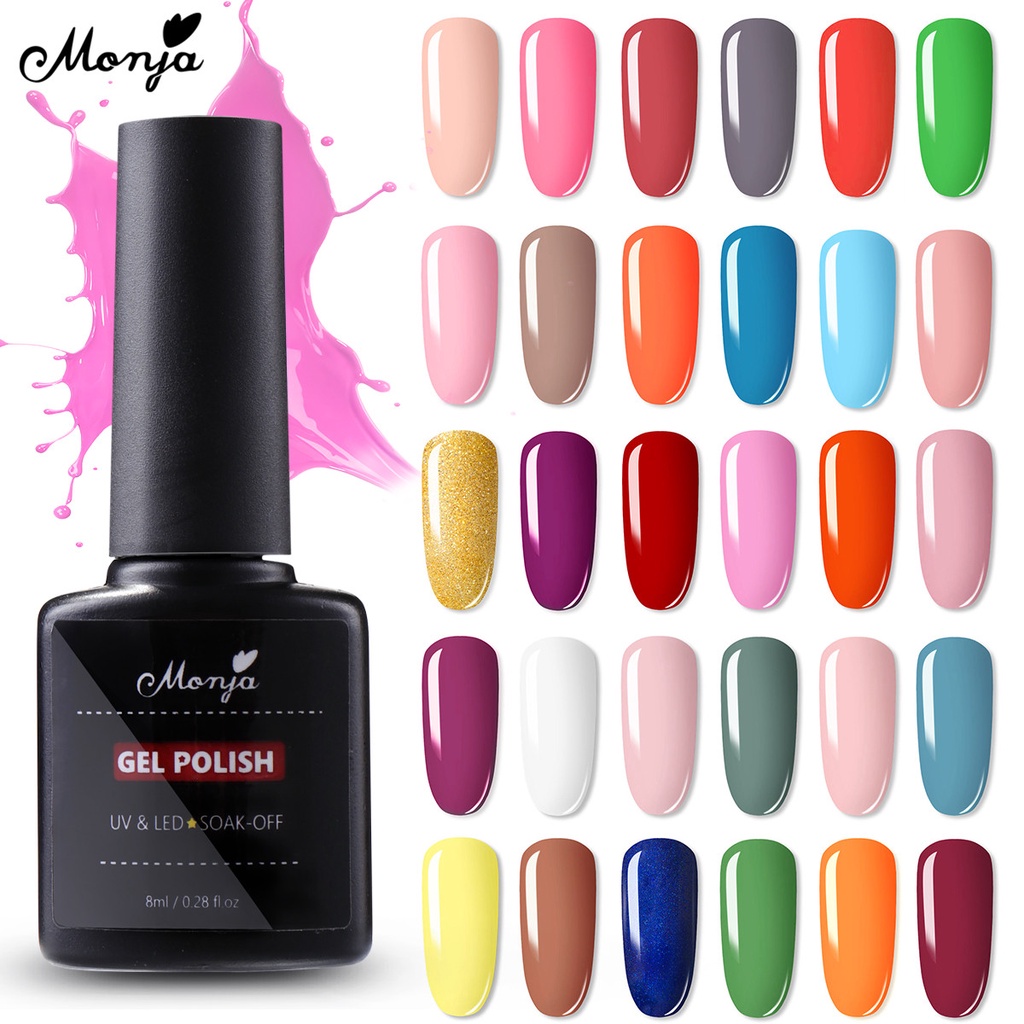 Set 8 gel sơn móng tay màu sắc khác nhau và dụng cụ làm móng MONJA UV/ LED 36W tiện lợi