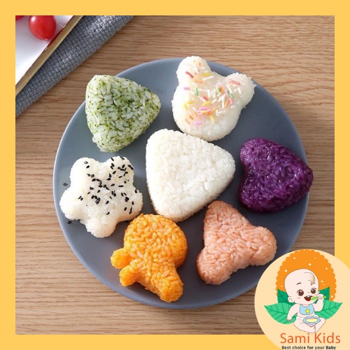 Khuôn làm cơm nắm Onigiri, khay dụng cụ tạo Bento hình tam giác, hoa, tim, mickey SAMI KIDS