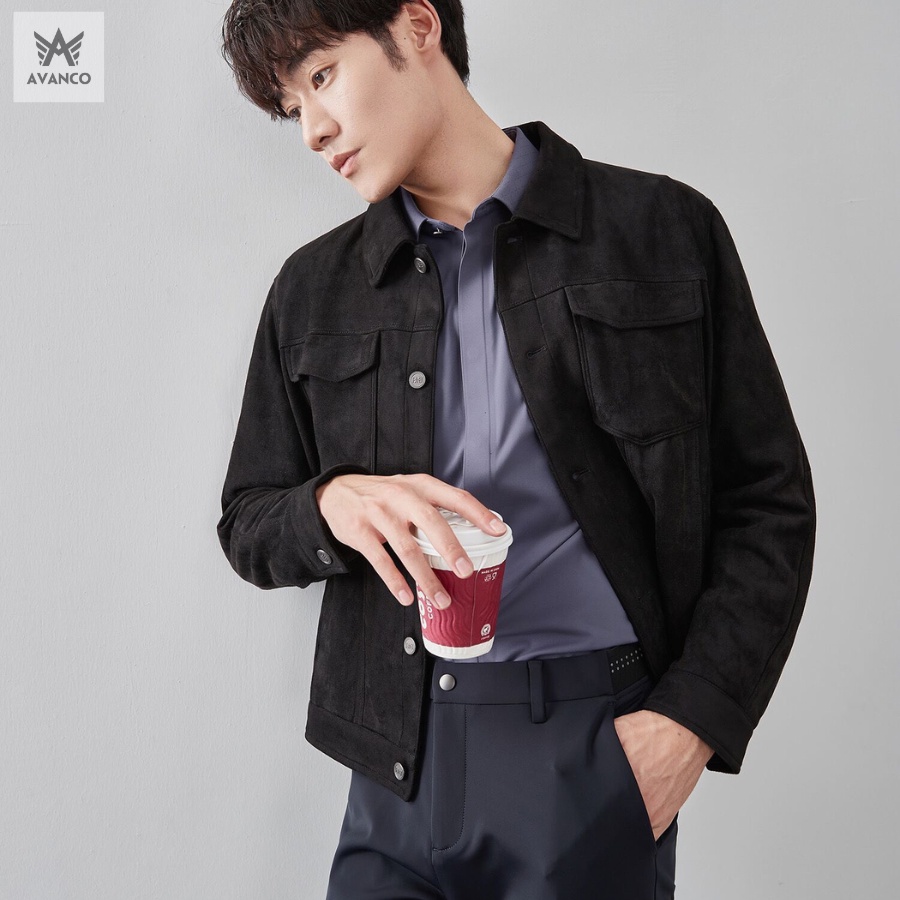Áo khoác da lộn nam Hàn Quốc Jacket mùa đông 2023 Avanco, hàng cao cấp mặc lên cực đẹp RH1