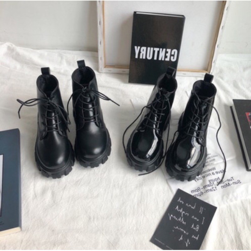 Giày Bốt Martin Gót Vuông boots phong ulzzang Cách Hàn Quốc Cho Nữ (ảnh thật cuối)