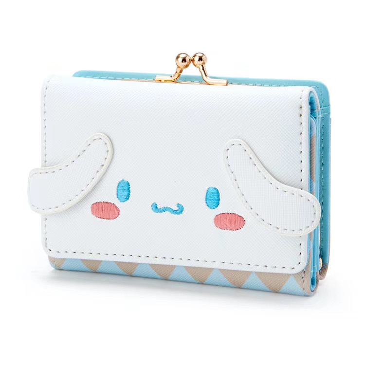 Ellen Sanrio Ví Gấp Gọn Họa Tiết Chó osmanthus Màu Vàng Kim Phối Pompom Purin mymelody Kulomi osmanthus Đáng Yêu
