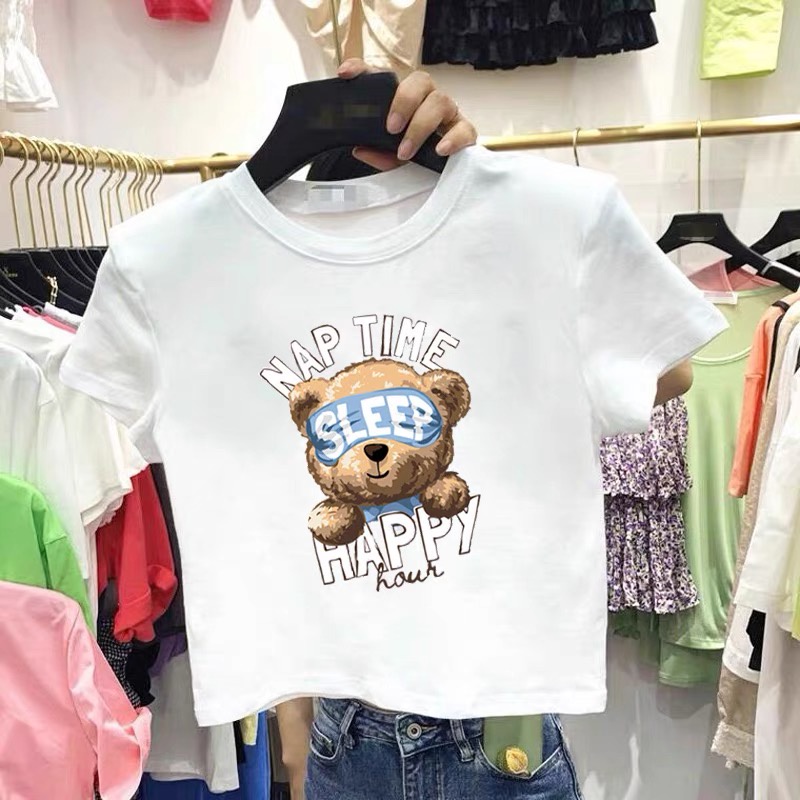 Áo thun croptop Gấu HAPPY