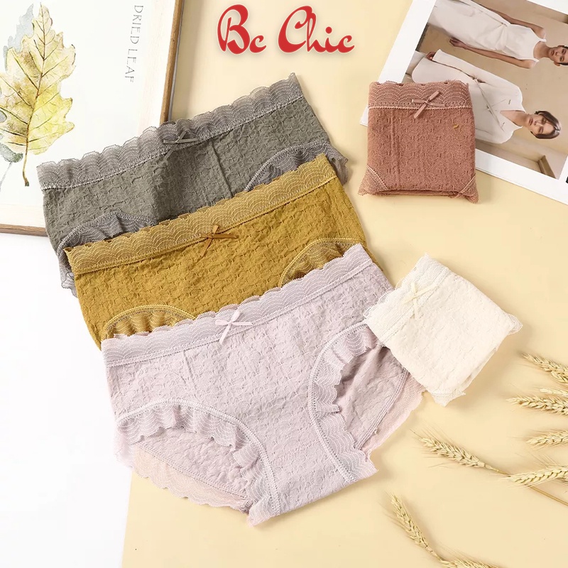 Quần lót cotton nhăn viền ren xịn co giãn hàng Quảng Châu loại 1 Q101 Bc_Chic Lingerie