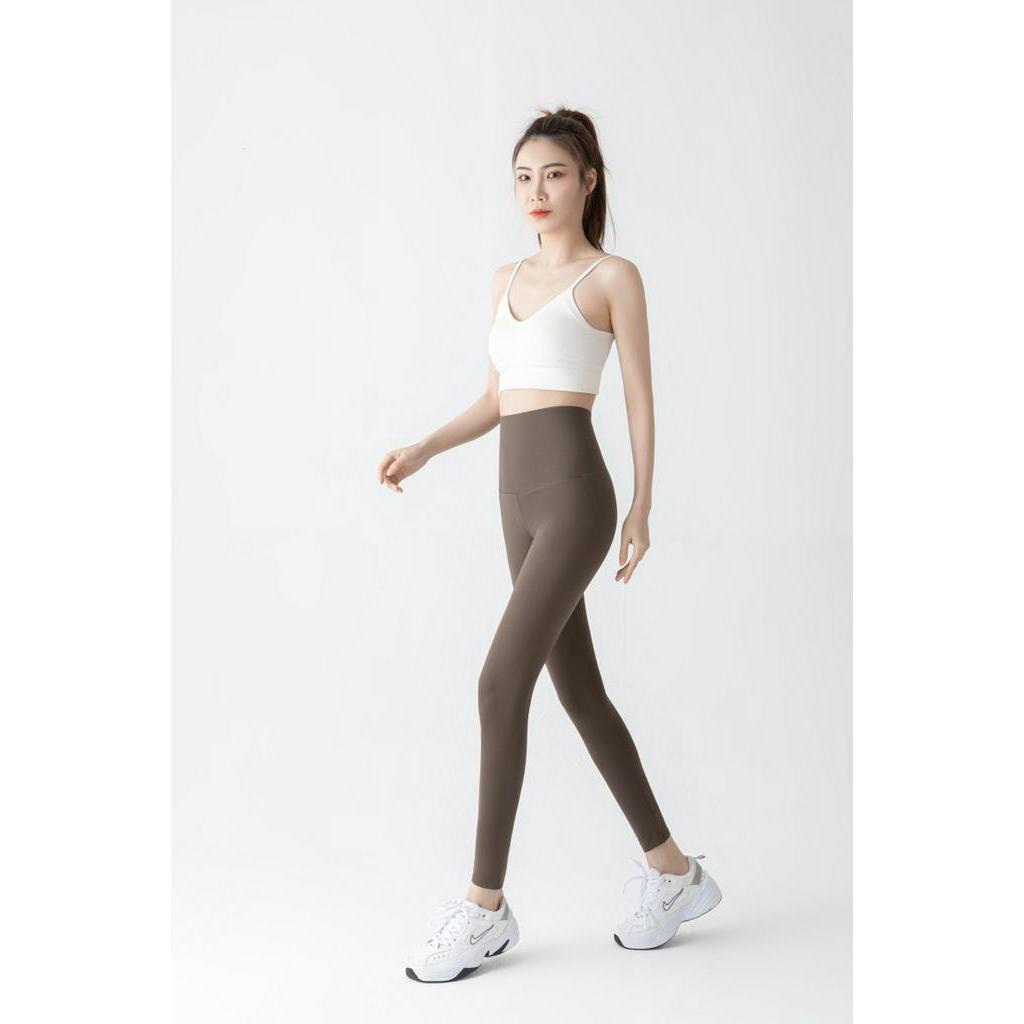 Quần Legging Nâng Hông Màu Cà Phê Hình Cá Mập Màu Sắc Cà Phê Thời Trang Xuân Thu Cho Nữ
