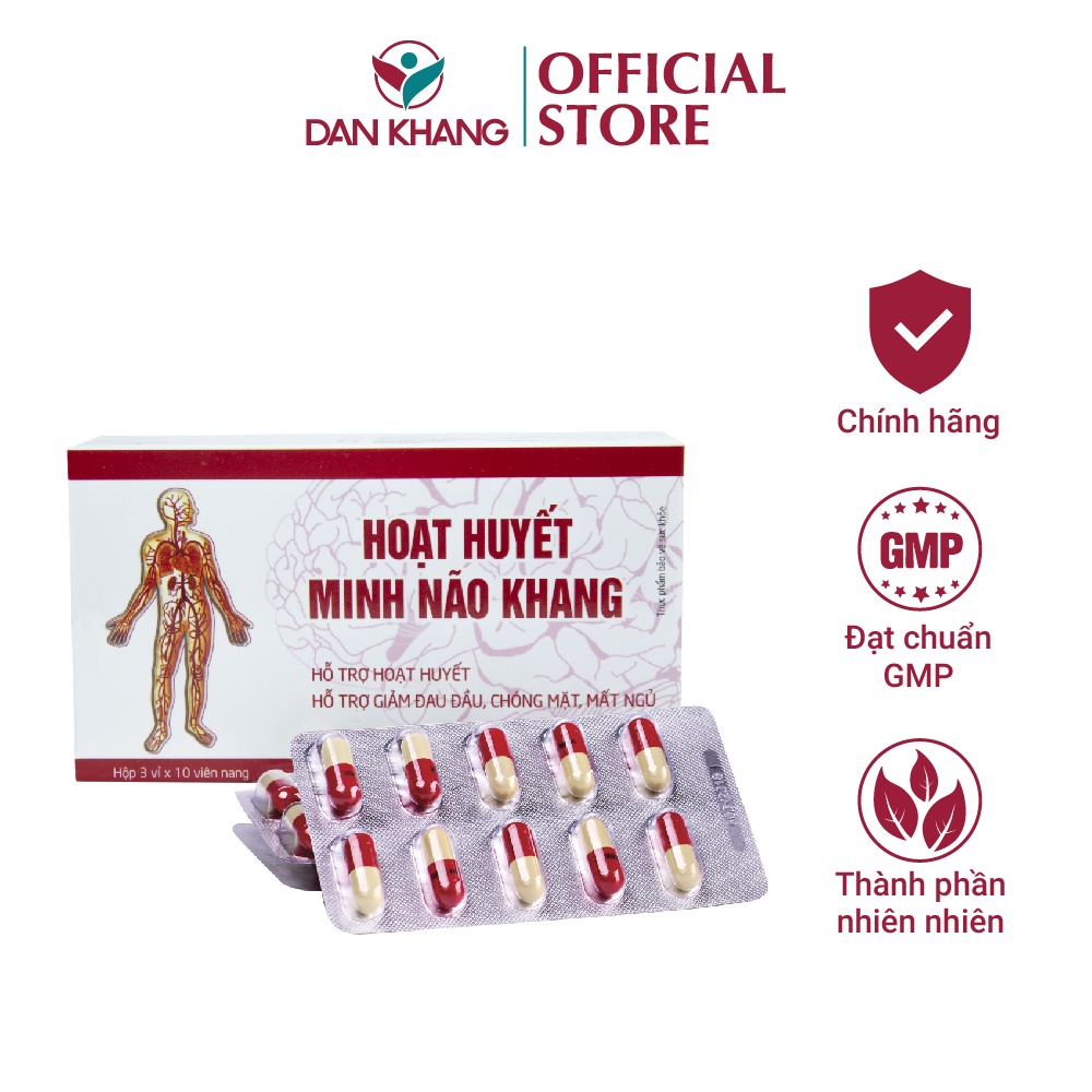 Hoạt Huyết Minh Não Khang Dan Khang Giảm Đau Đầu Chóng Mặt Mệt Mõi - Hộp 3 Vỉ x 10 Viên