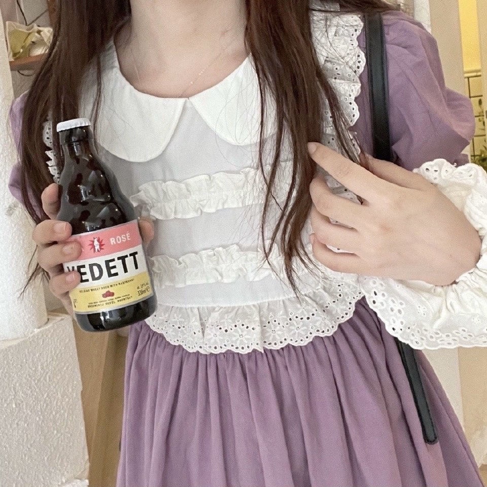 Váy babydoll Đầm Dáng Chữ a Tay Phồng Cổ Búp Bê Mềm Mại Phong Cách Nhật Bản Thời Trang Mùa Hè Cho Nữ