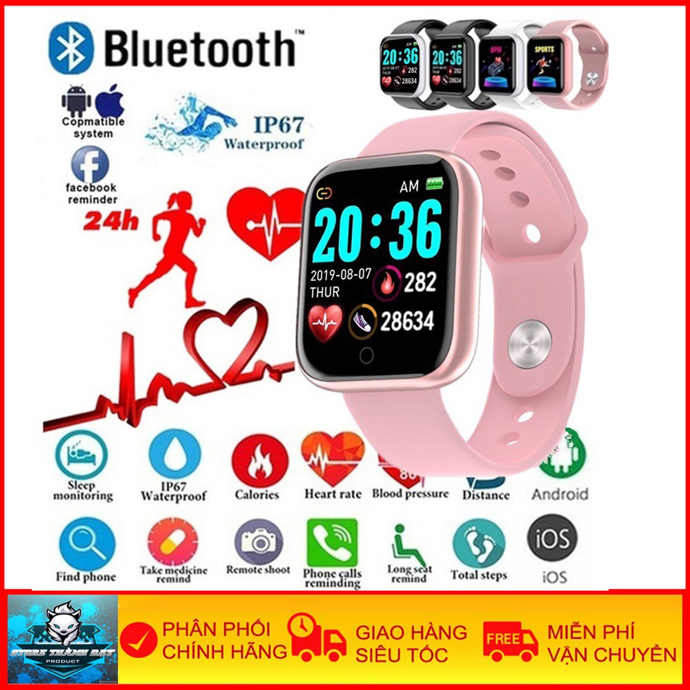 💥Full Màu💥 Đồng Hồ Thông Minh Y68 V3.5 Bản Cao Cấp Kết Nối Bluetooth - Bảo Hành 1 Năm