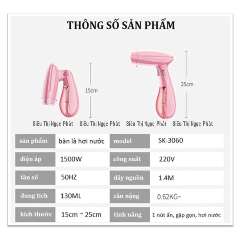 BÀN LÀ/ BÀN ỦI HƠI NƯỚC CẦM TAY SOKANY SK-3060 CÔNG SUẤT 1500W
