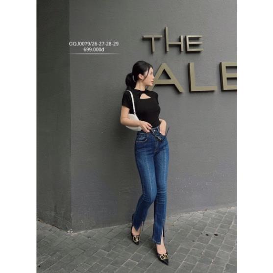 Bán sỉ quần jeans bò loe ống xẻ vnxk gqj0078