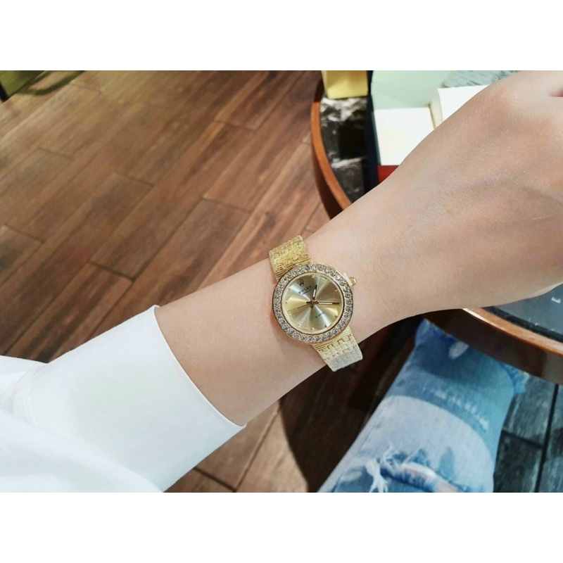 Đồng hồ nữ Rolex dây kim loại đính đá sang chảnh máy pin size 33mm