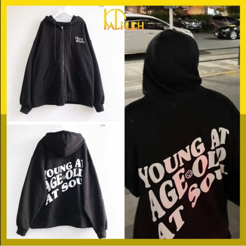 Áo khoác nỉ zip nam nữ form rộng YOUNG, nỉ ngoại dày dặn freesize