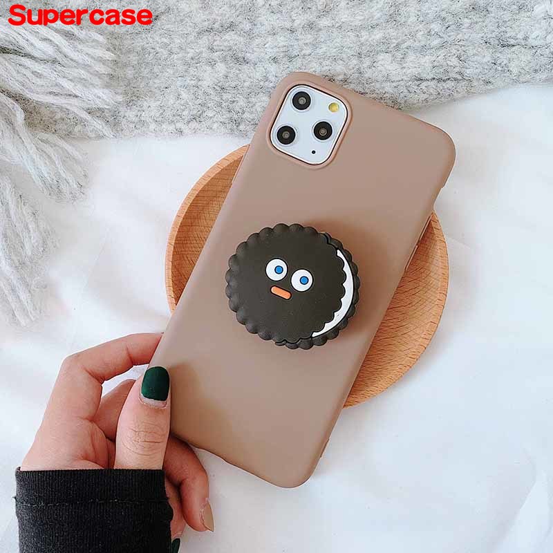 Ốp điện thoại mềm có vòng đỡ bánh quy hoạt hình dễ thương cho Xiaomi Mi A2 Lite Redmi 5 Plus 6 Pro 7 Y3 6A 6 4X 4A