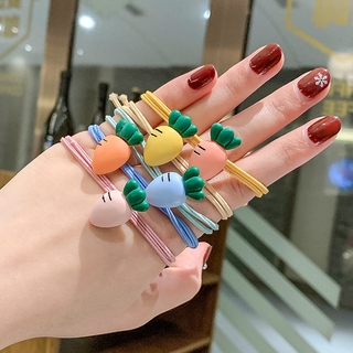 Dây buộc tóc đàn hồi trang trí hình củ cải nhiều màu sắc tùy chọn dễ thương cho nữ