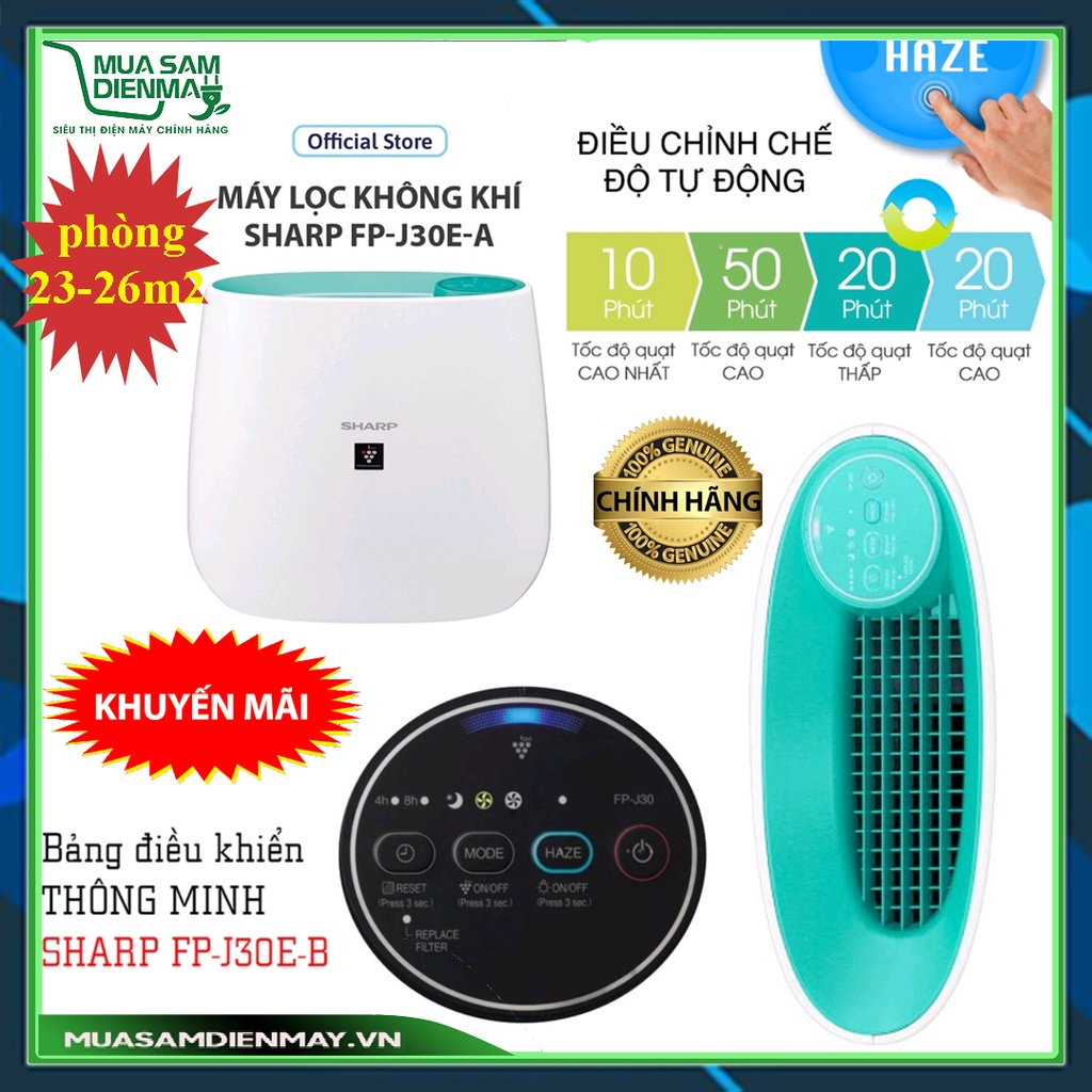 Máy Tạo Ion âm Lọc Không Khí Mini Văn Phòng Gia Đình Sharp FP-J30E-B Hút Tạo Bù Ẩm Công Nghệ Ion Plasma
