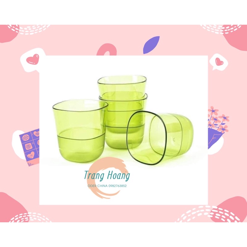 Bộ Cốc Nhựa Cứng Trong Suốt 230ML - Ly Uống Nước Đẹp Tupperware Chính Hãng