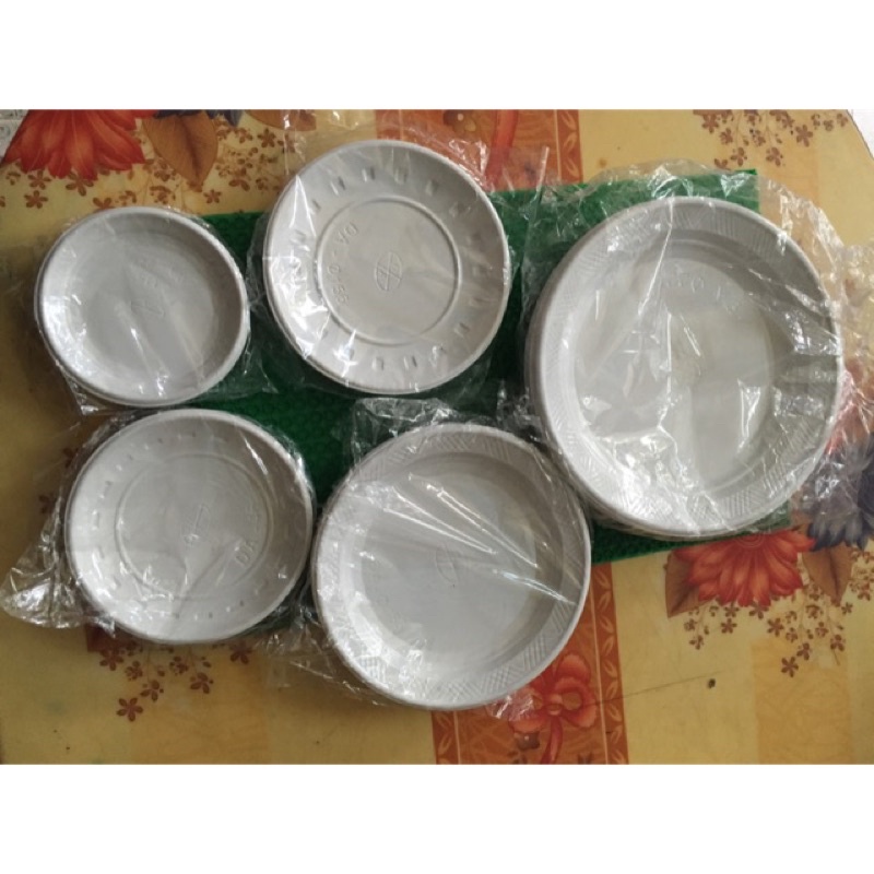 Đĩa nhựa mỏng trắng dùng 1 lần 5 cỡ to bé , đĩa nhựa ăn bánh sinh nhật