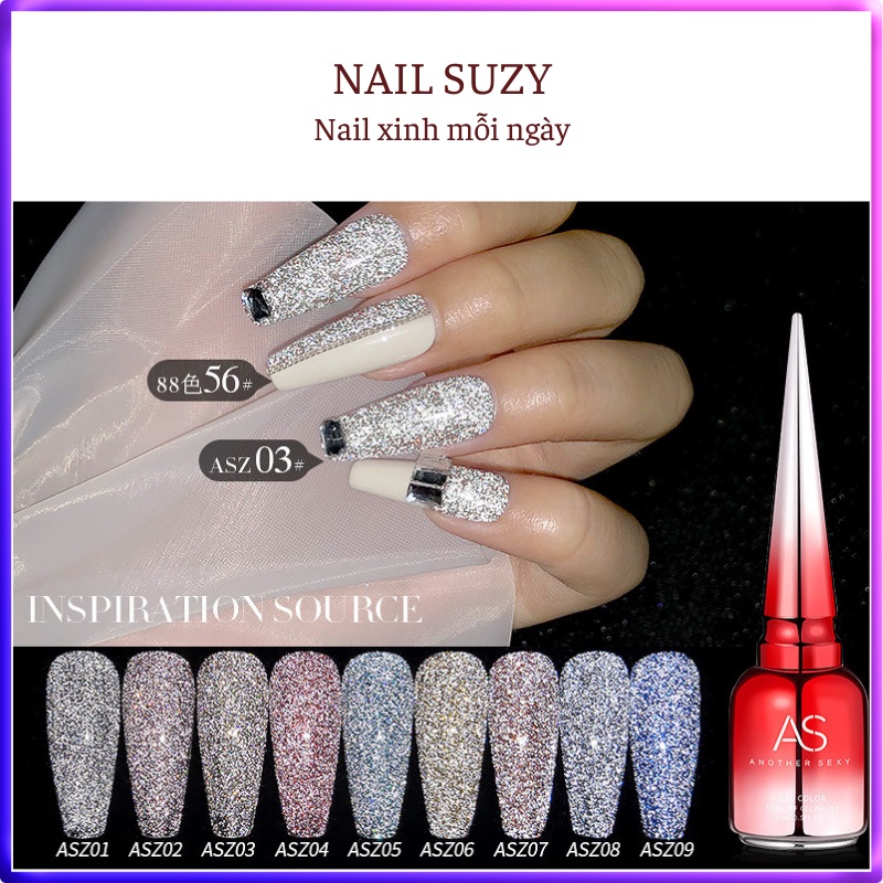 Sơn móng tay gel sơn nhũ Flash siêu sáng sơn gel AS phụ kiện nail giá rẻ NAIL SUZY mã ASZ 15ml