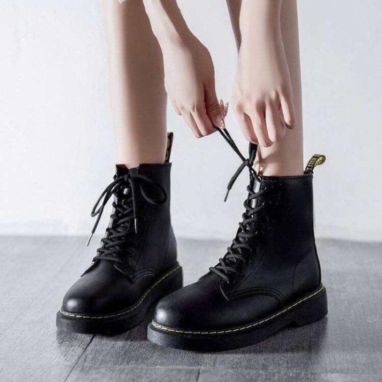 Bốt nữ cổ cao d martin cá tính ❤️ĐEN,TRẮNG❤️Giày Boot da dày dặn đế độn cao 4cm thời trang