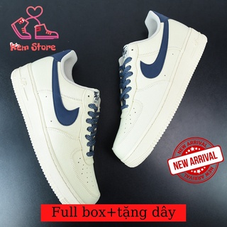 Giày AF1 Canvas Navy, Giày thể thao Air Force 1 vải vệt xanh Full box bill tặng dây
