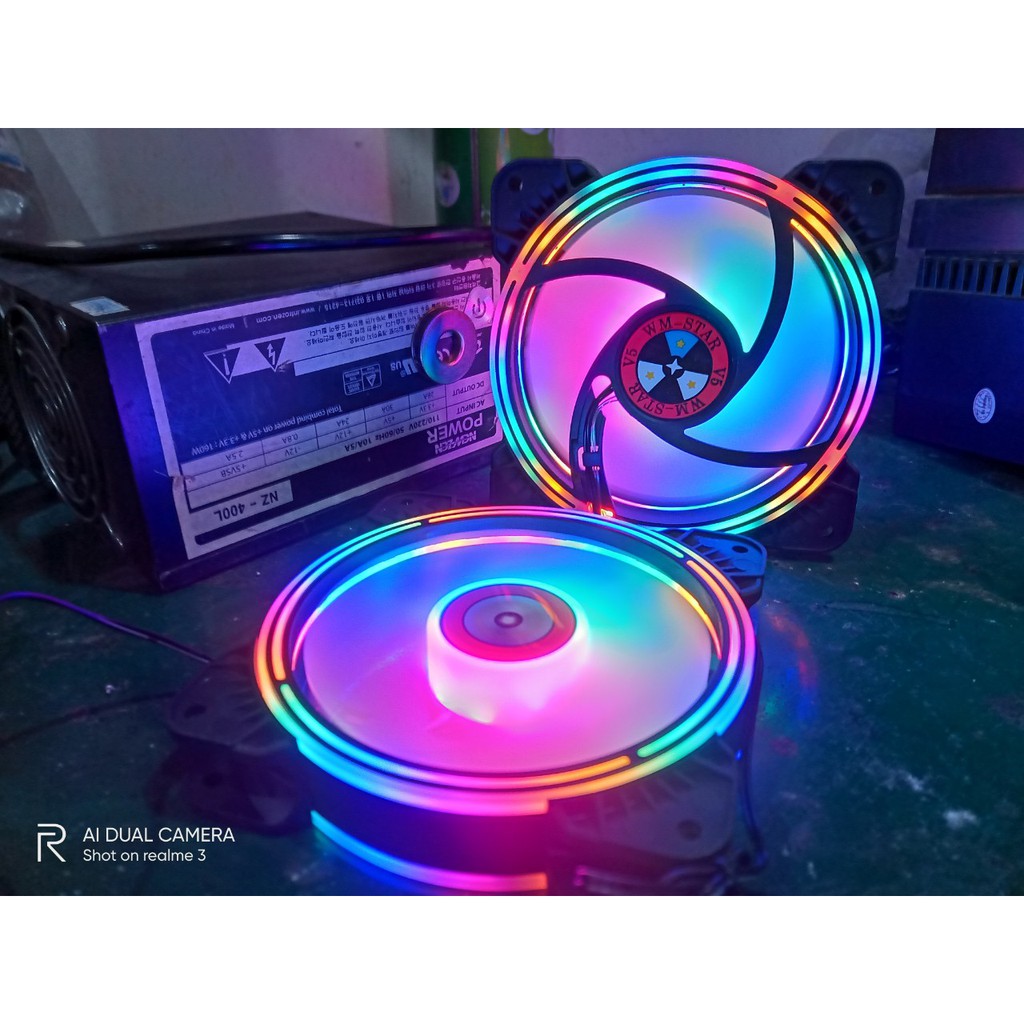 Quạt tản nhiệt , PC RGB Led 12cm sáng viền ( fan led đơb WM - star V5) - (cắm trực tiếp vào nguồn) | BigBuy360 - bigbuy360.vn